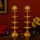 Pure Brass 4 Step Electric Gold Bulb Lights Diya | Deep| Deepak for Pooja | Puja | Mandir | Diwali Festival Decoration|  Pair | with Golden Polish for no Colour Fading
