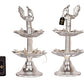 White Metal 7 inches Silver Colour 2 Step Electric Bulb Lights Diya | Deep | Deepak for Pooja | Puja | Mandir | Diwali Festival Decoration | Pair