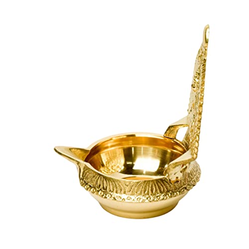 Pure Brass GAJALAKSHMI KUBER KAMAKSHI Deep, Deepak, Diya for Pooja Purposes, 6 Inches, 440 gm
