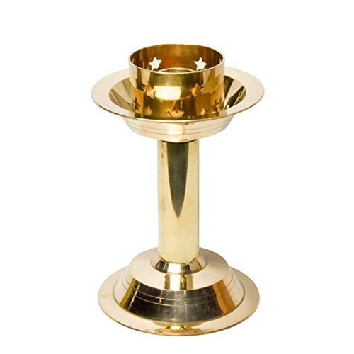 Pure Brass Candle Stand Holder for Pooja Room Decor, Home Decoration All Purpose, 6.3 inches, 390gm