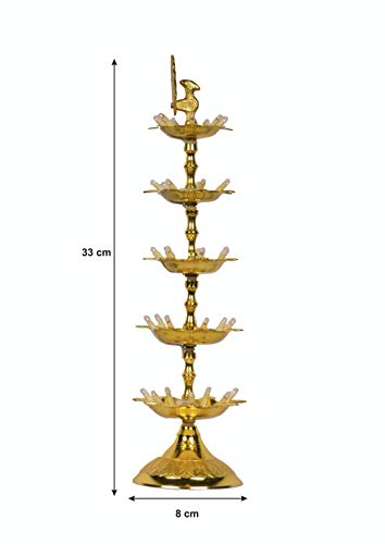 Pure Brass 5 Step Electric Gold Bulb Lights Diya Dimensions