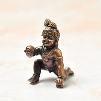 Copper Bal Krishna Idol, 1.5 inches, 30 Grams , Patina Antique Finish