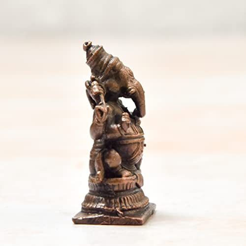 Handmade Copper Ganesha Idol 1.5 Inches  Side View 