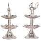 White Metal 7 inches Silver Colour 2 Step Electric Bulb Lights Diya | Deep | Deepak for Pooja | Puja | Mandir | Diwali Festival Decoration | Pair