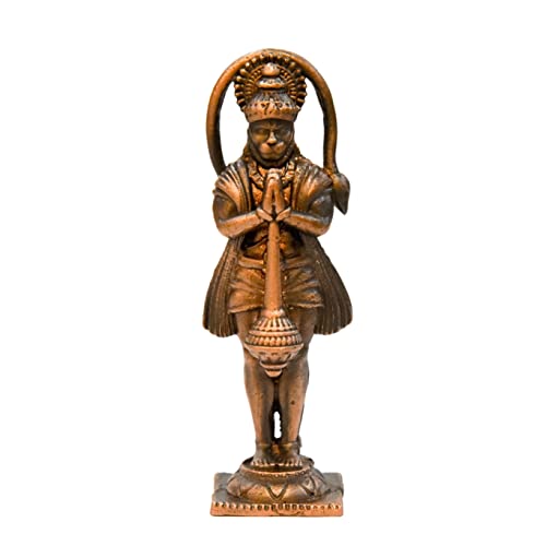 Bhimonee Decor Copper Idols India, 2.5 inches, Handmade Copper Hanuman Idol , 40 Grams , Patina Antique Finish , Pack of 1 Piece