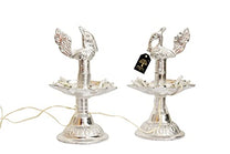 White Metal Electric Bulb Lights Diya 5.25 inches Bhimonee Decor
