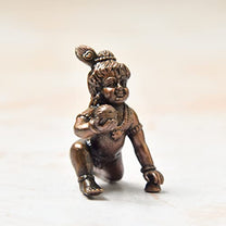 Copper Bal Krishna Idol, 1.5 inches, 30 Grams , Patina Antique Finish