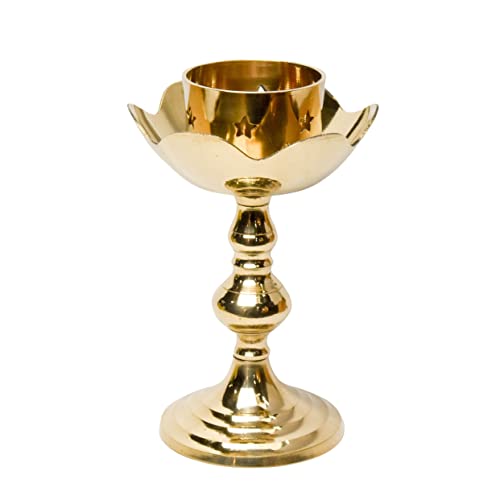 Brass Candle Stand Holder for Pooja Room Decor, Home Decoration All Purpose, 8 inches, 340gm