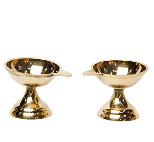 Pure Brass Paan Deep, Deepak, Diya for Pooja Purposes, 2.1 Inches, 180 gm