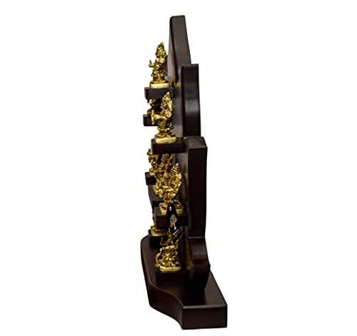 Goddess Ashtalakshmi Set with Wooden Table Frame, 2 Inches (13.75" x 14" x 3" )