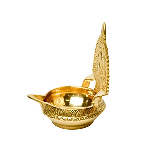 Pure Brass Kuber Kamakshi Deep, Deepak, Diya for Pooja Purposes, 6 Inches, 440 gm