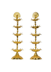 Pure Brass 5 Step Electric Gold Bulb Lights Diya India
