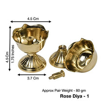 Pure Brass Rose Nanda Table Diya, 1.75 inches, Brass, Pack of 2 pcs