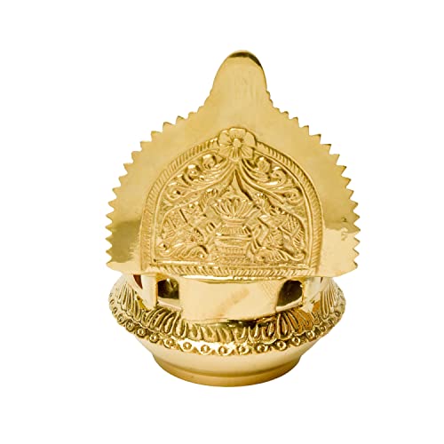 Pure Brass Kuber Kamakshi Deep, Deepak, Diya for Pooja Purposes, 6 Inches, 440 gm