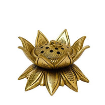 Lotus Design Brass Agarbatti/Dhoop Holder, Home Décor, Gift & Puja, 750 gm, 2.3 inches, Brass Black Antique Finish, 1 Piece