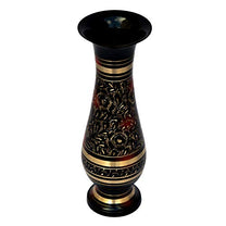 Pure Brass Double Colour Bidri Work Flower Vase 10" India