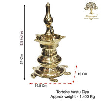 Pure Brass Vastu Table Diya on Tortoise, 9.5 inches