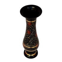 Pure Brass Double Colour Bidri Work Flower Vase 12" Decor