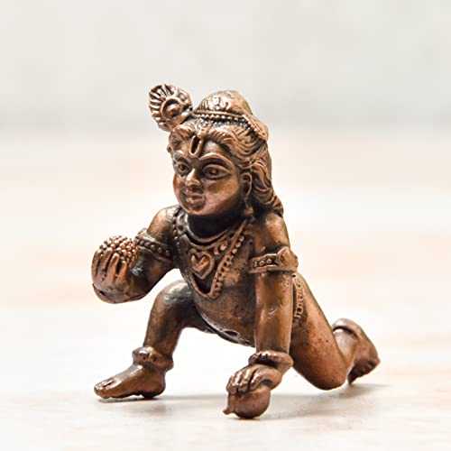 Copper Bal Krishna Idol, 1.75 inches, 50 Grams, Pack of 1 Piece