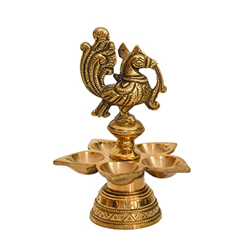 Pure Brass Peacock Design Antique Diya | Table Diya | Deep | Deepak for Pooja | Puja|Mandir | Diwali Festival Decoration