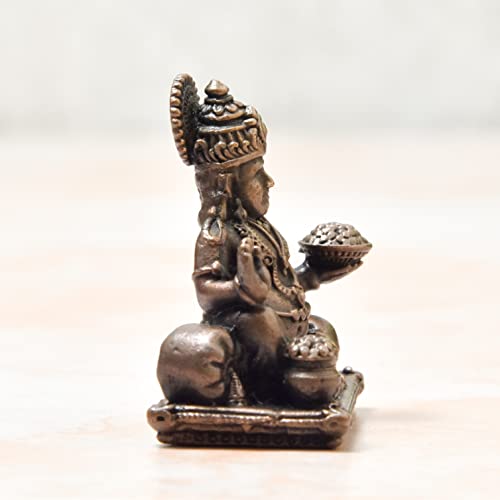 1.9 inches, Handmade Copper Indian Maharaja Kuber Idol, 90 Grams , Patina Antique Finish , Pack of 1 Piece