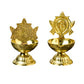 Pure Brass Shanku Chakra Diya Big Size, 4.3 inches, Gold Polish, Pack of 1 Pair