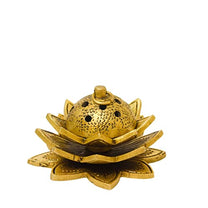 Lotus Design Brass Agarbatti/Dhoop Holder, Home Décor, Gift & Puja, 580 gm, 2.2 inches, Brass Black Antique Finish, 1 Piece