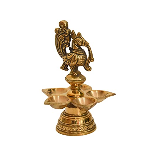 Pure Brass Peacock Design Antique Diya | Table Diya | Deep | Deepak for Pooja | Puja|Mandir | Diwali Festival Decoration