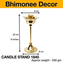 Brass Candle Stand Holder for Pooja Room Decor, Home Decoration All Purpose, 8 inches, 250gm