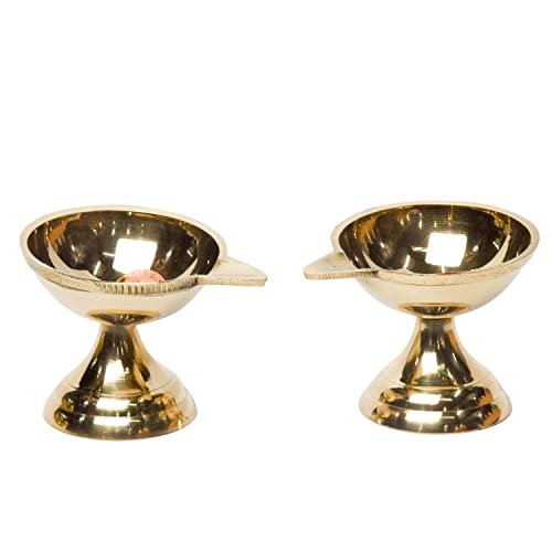 Pure Brass Paan Deep, Deepak, Diya for Pooja Purposes, 2.1 Inches, 180 gm
