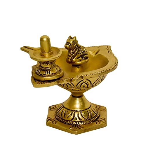 Brass Shivling & Nandi Table Diya Decor