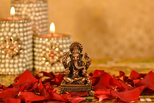Copper Small GaneshaSitting Idol