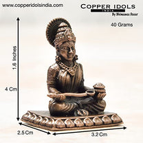 Handmade Copper Annapurna Devi Idol Dimensions