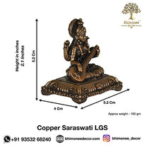 Copper Handmade Saraswati 2.1 inches Sitting Idol  Dimensions