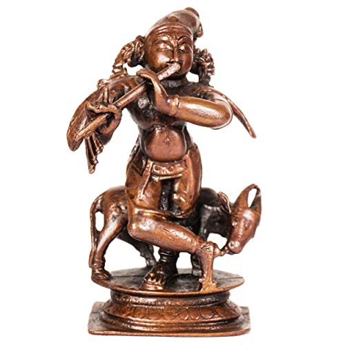 Copper Cow Krishna Idol, 110 Grams, 2.5 inches, Pack of 1 Piece