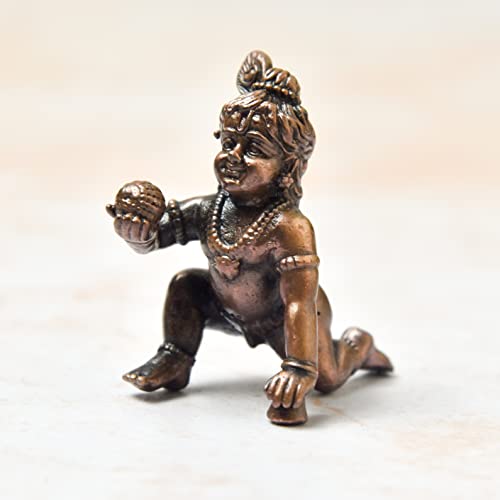 Copper Bal Krishna Idol, 1.5 inches, 30 Grams , Patina Antique Finish
