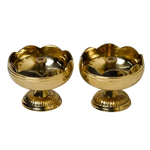 Pure Brass Tamatar Nanda Table Diya, 1.75 inches, Pack of 2 pcs