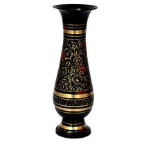Pure Brass Double Colour Bidri Work Flower Vase 10"
