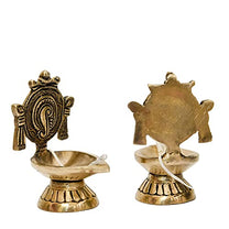Pure Brass Shanku Chakra Electric Bulb Lights Diya Side View