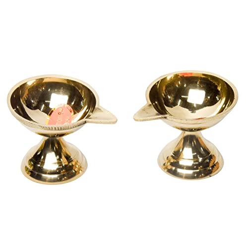 Pure Brass Paan Deep, Deepak, Diya for Pooja Purposes, 2.1 Inches, 180 gm