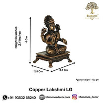  Copper Handmade Small Lakshmi 2.4 inches Sitting Idol  Dimensions
