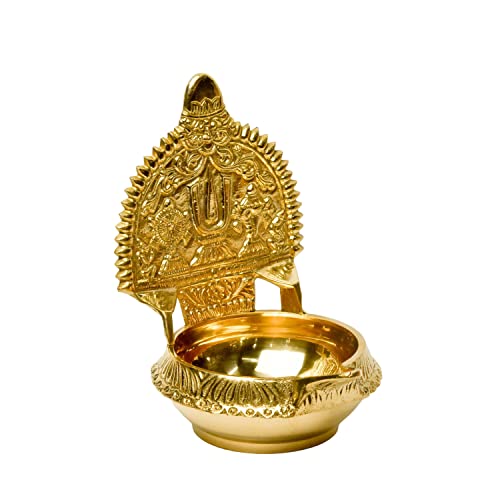 Pure Brass Kuber Kamakshi Deep, Deepak, Diya for Pooja Purposes, 6 Inches, 440 gm