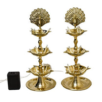  Pure Brass 3 Step Electric Bulb Lights Diya Bhimonee Decor