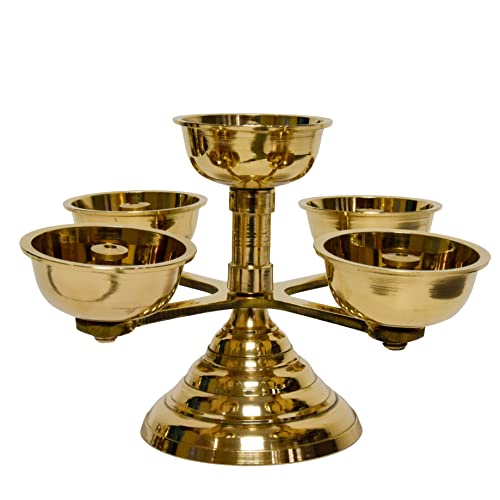 Pure Brass 5 Faced Ethnic Panchadeep bhadradeepam, 1.75 inches