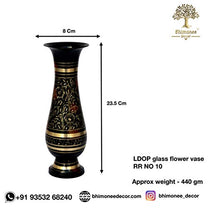 Pure Brass Double Colour Bidri Work Flower Vase 10" Decor