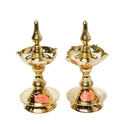 Pure Brass UDUPI Kalash Global Deep, Deepak, Diya for Pooja Purposes, 6.75 Inches, 800 gm