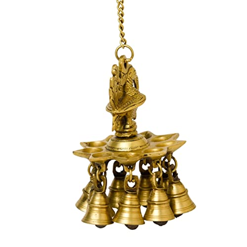 Brass Hanging Diya with Bell Bhimonee