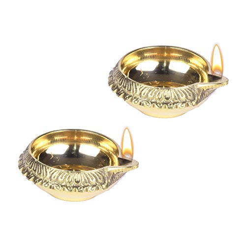 Set of 2 Pure Brass Kuber Diya 1 inch by printology