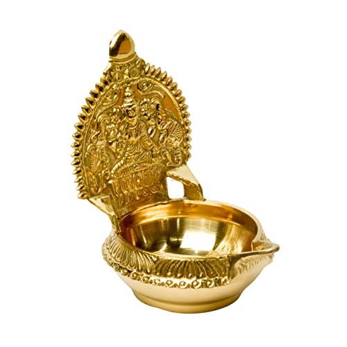 Pure Brass GAJALAKSHMI KUBER KAMAKSHI Deep, Deepak, Diya for Pooja Purposes, 6 Inches, 440 gm