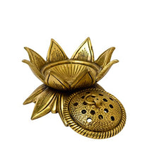 Lotus Design Brass Agarbatti/Dhoop Holder, Home Décor, Gift & Puja, 750 gm, 2.3 inches, Brass Black Antique Finish, 1 Piece
